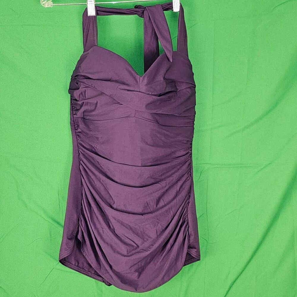 Miraclesuit Womens Purple One Piece Swimsuit 14‎ Large